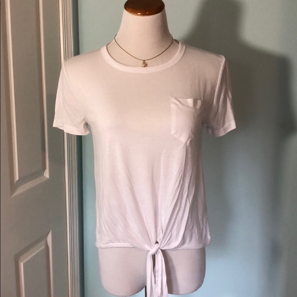 J Crew White Tie Up Tee